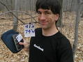 #2: Joseph Kerski with GeoGeek shirt at the confluence in the New Jersey woods.