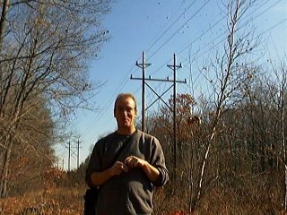 #1: Posing at the confluence underneath the power lines.