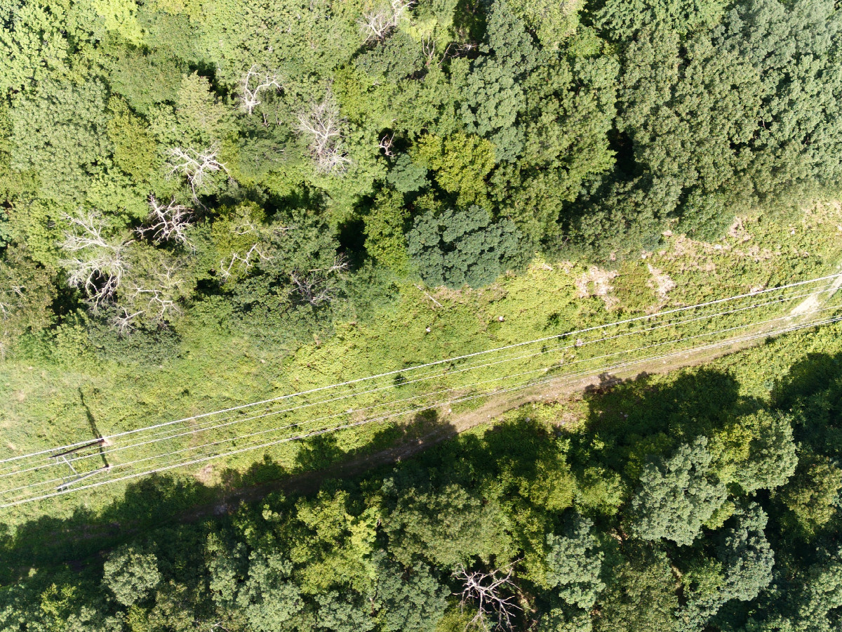 Looking down on the point from a height of 120m