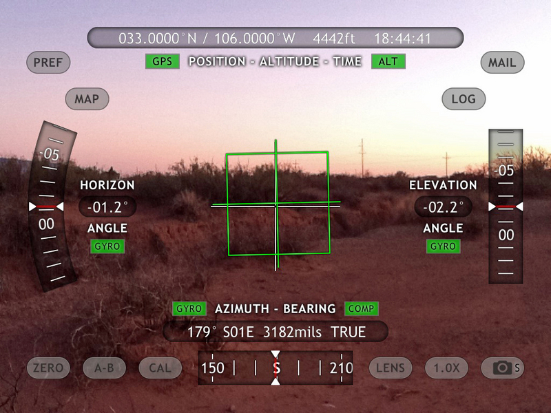 iPad View South with Theodolite App overlay of position data