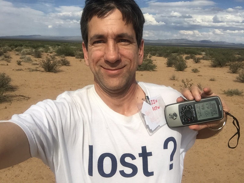 Joseph Kerski at the 33 North 107 confluence point. 