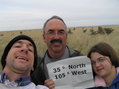 #7: Joseph Kerski, Norman Luepschen, and Lilia Kerski celebrate confluence victory.