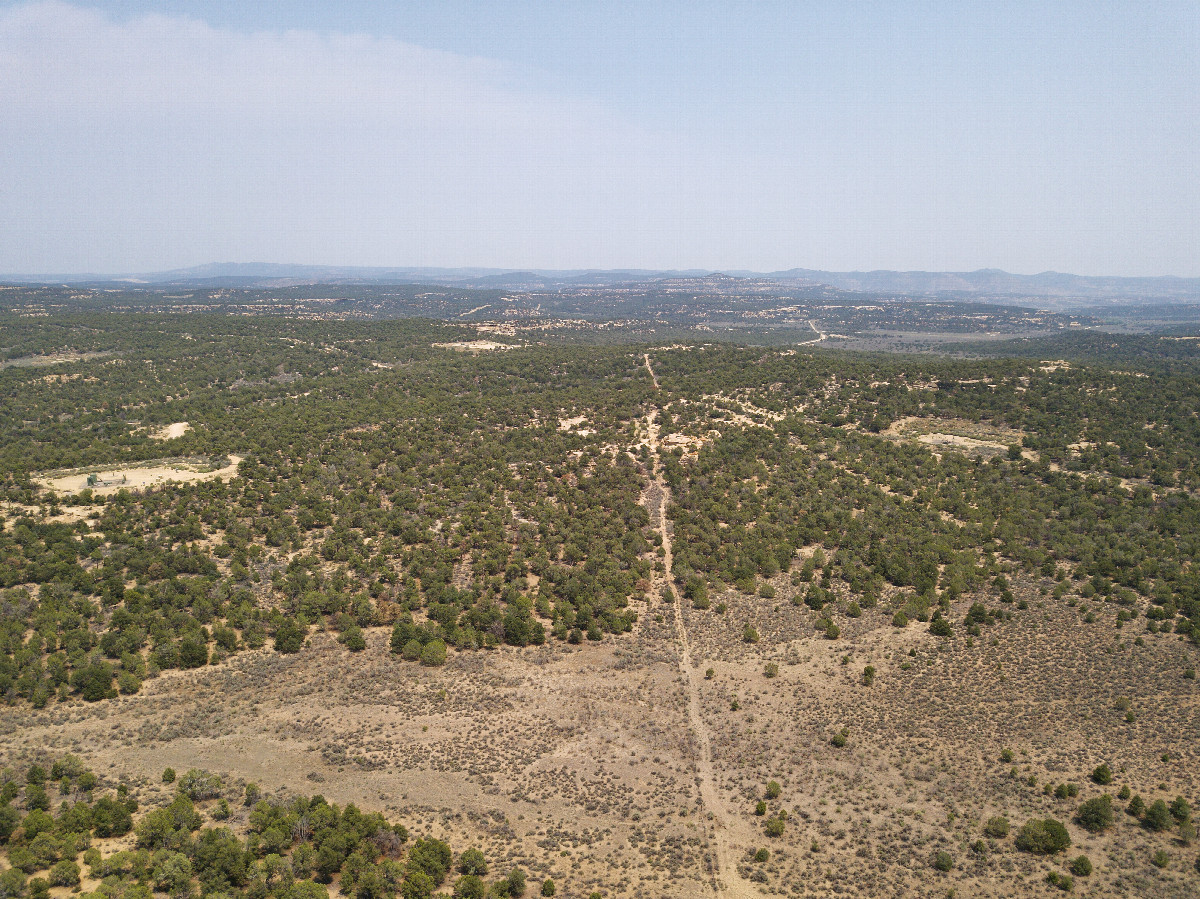 View East (along the Colorado-New Mexico state line), from 120m above the point