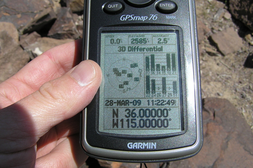 GPS reading at the confluence site.