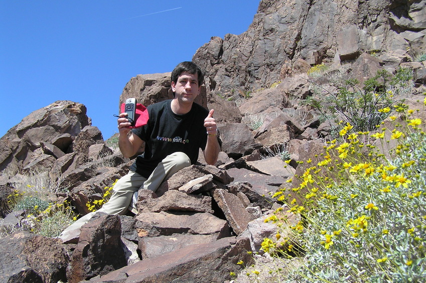 Joseph Kerski at the confluence of 36 North 115 West.