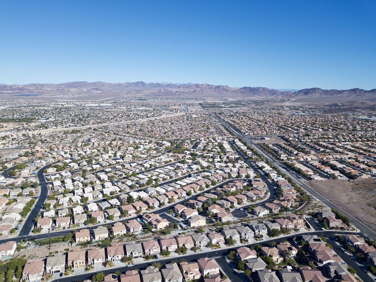 View East (of the suburb of Henderson) from 120 m above the point