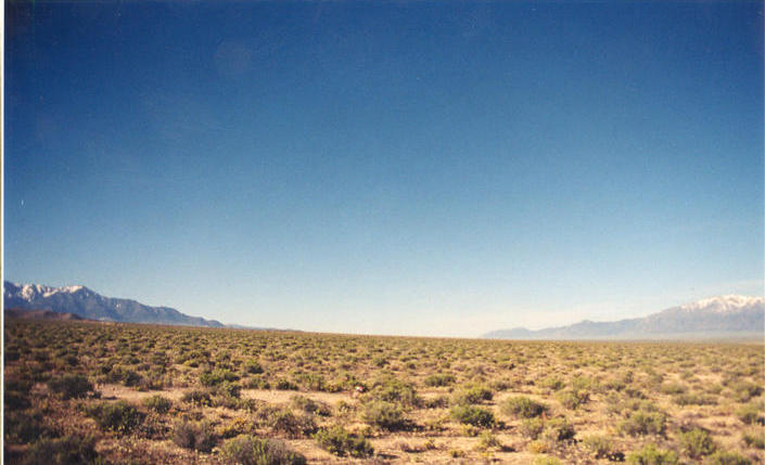 Looking south with the Toquima Range on the left and the Toiyabe Range on the right.