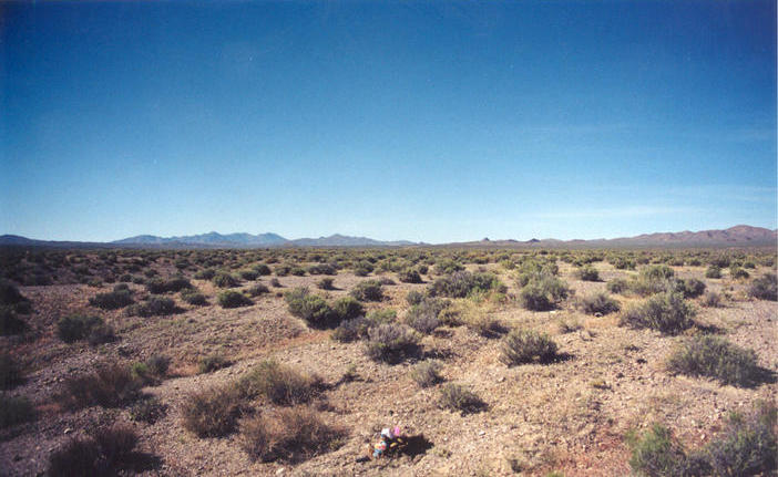 Looking north at the Broken Hills on the right and Bell Mountain on the left.