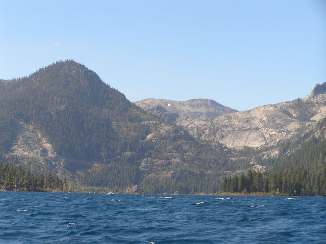 View to the west-southwest from the confluence in Lake Tahoe, toward Emerald Bay.