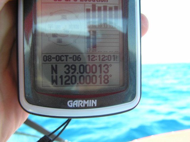 GPS reading at the confluence.