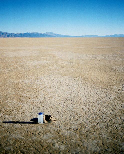 My hat and canteen mark the location of the confluence