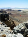 #4: looking down from the cliffs in photo 2, the confluence  1.5 miles distant and  1000' below