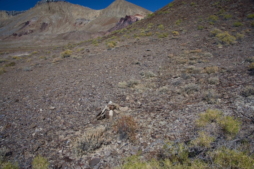 The confluence point lies at the eastern edge of (the western arm of) the Black Rock Desert, at the base of a range of hills