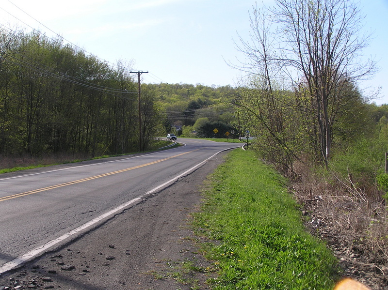 Jumping off point to the confluence:  Looking northwest down the nearest road.