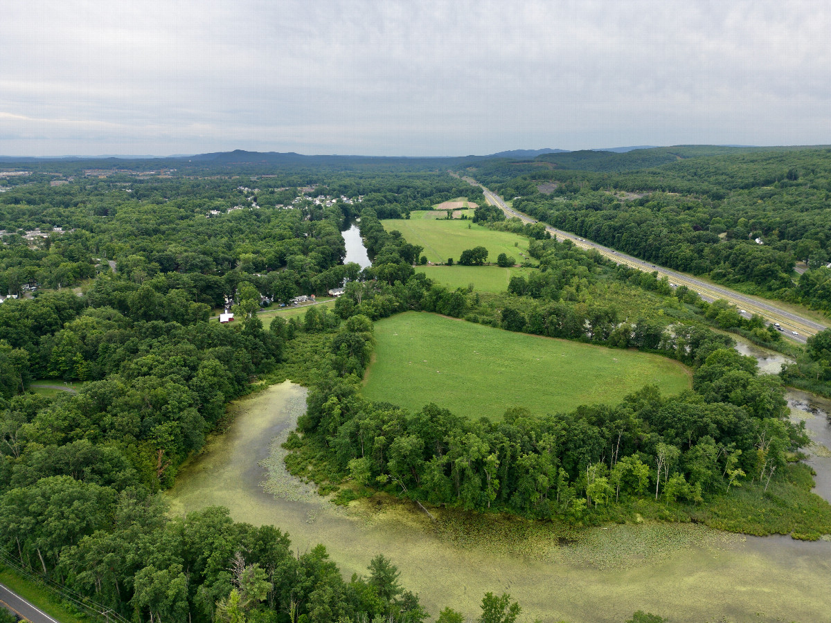 View South, from 120m above the point