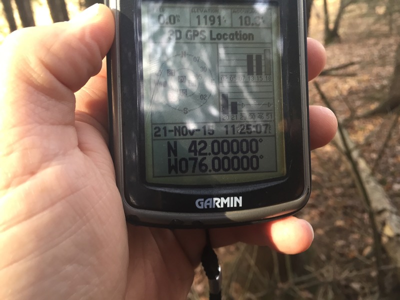 GPS reading at the confluence point.