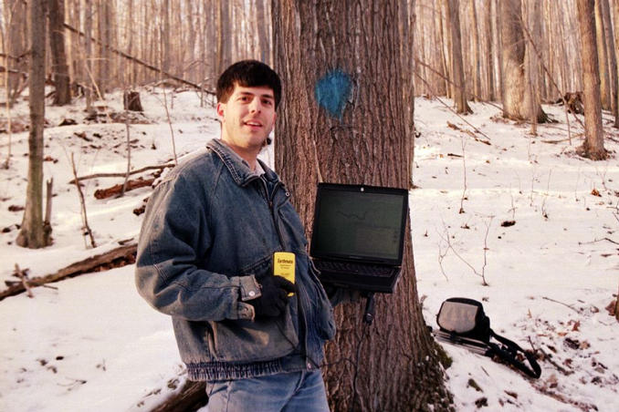 Me with my trusty PowerBook at the confluence