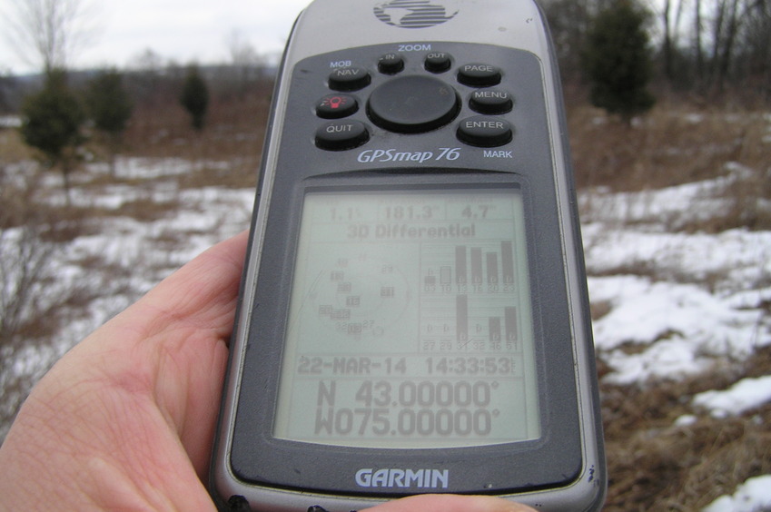 GPS reading at the confluence point.