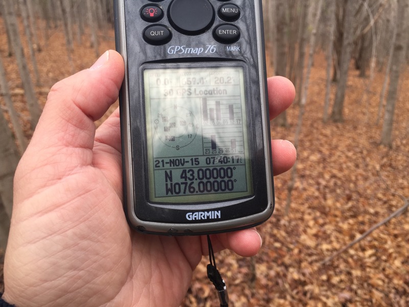 GPS reading at the confluence point. 