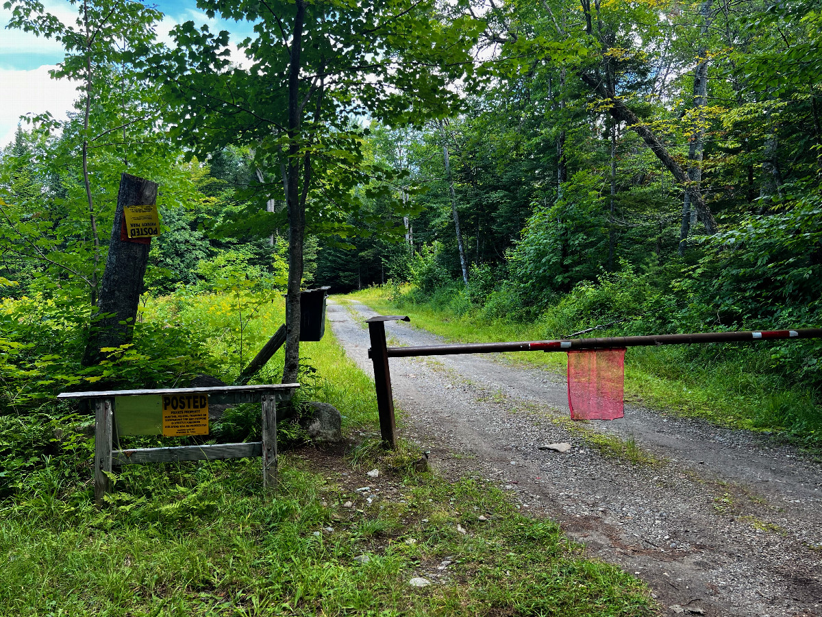 The first gate that I encountered (“Perch Pond Lane”), 3.02 miles from the point