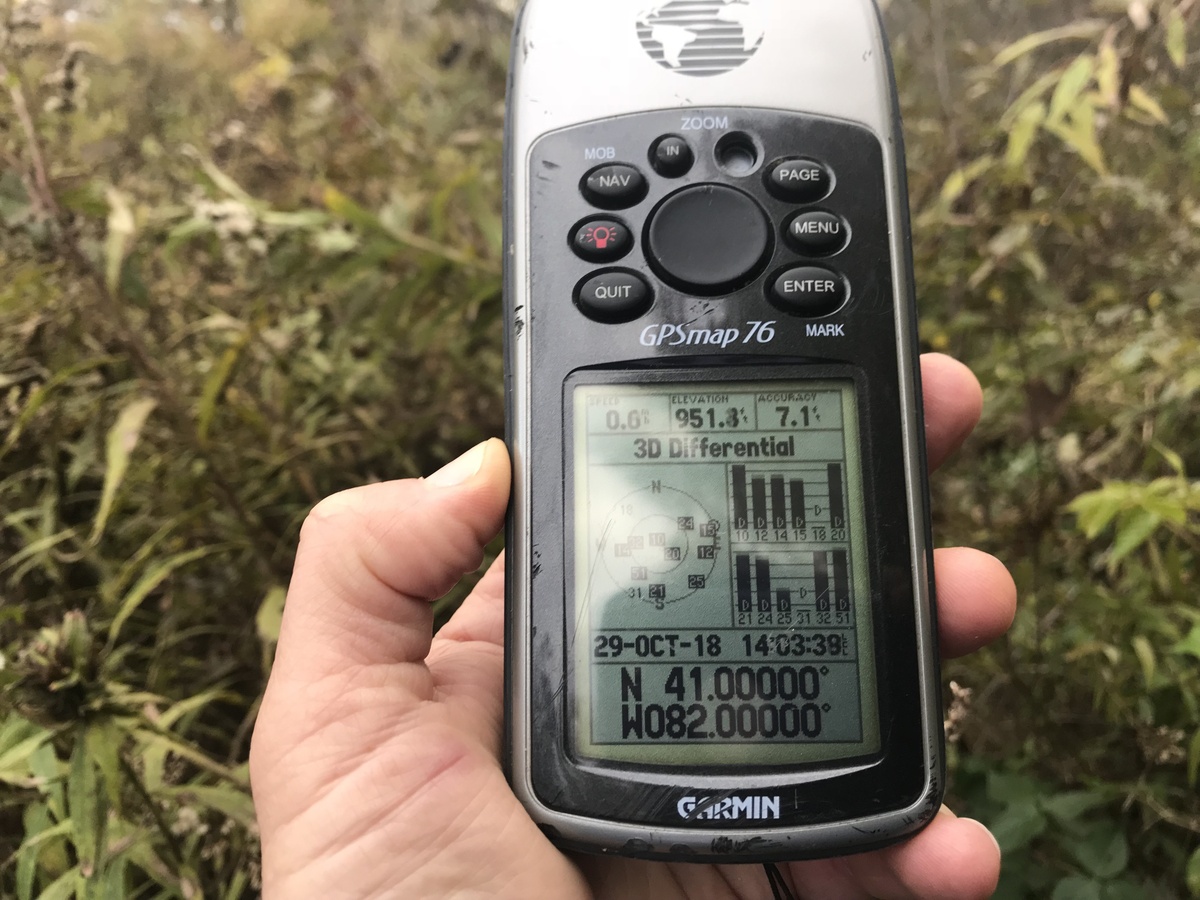 GPS receiver at the confluence point. 