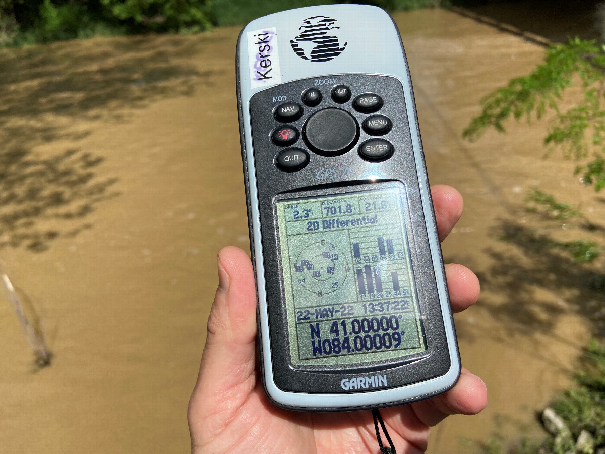 GPS reading at the confluence point. 