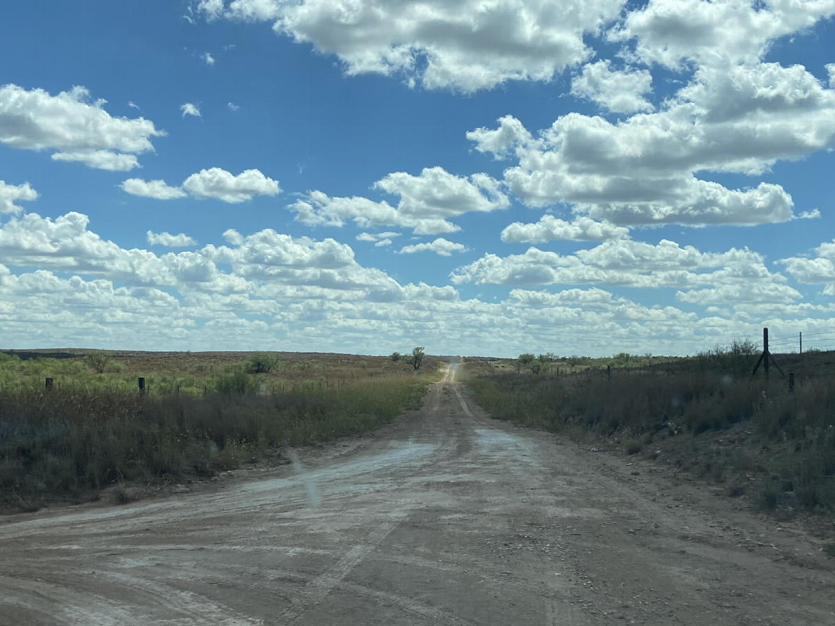 The road along the Texas Oklahoma border to reach the confluence point. 