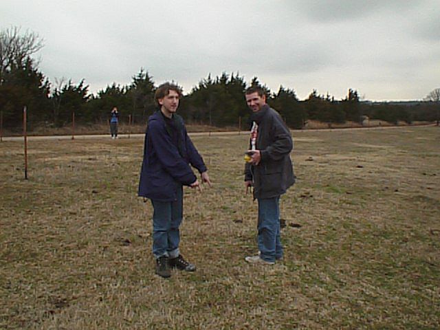 Alex and Louis mark the spot, with Becky in the background