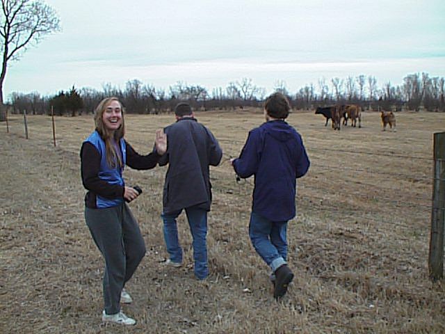 Becky waves; Louis and Alex head off