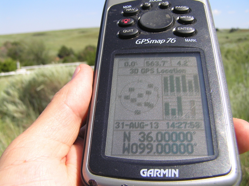 GPS reading at the confluence point.