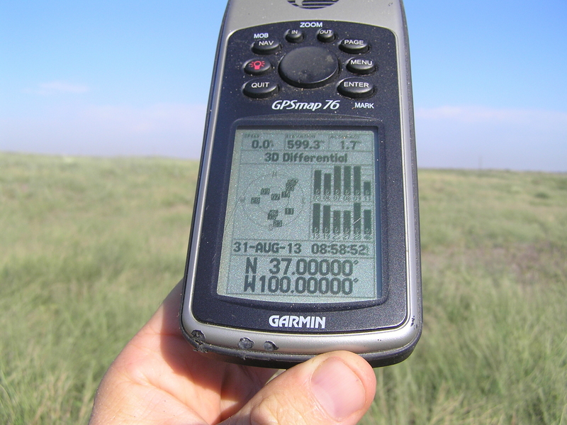 GPS receiver at confluence point.