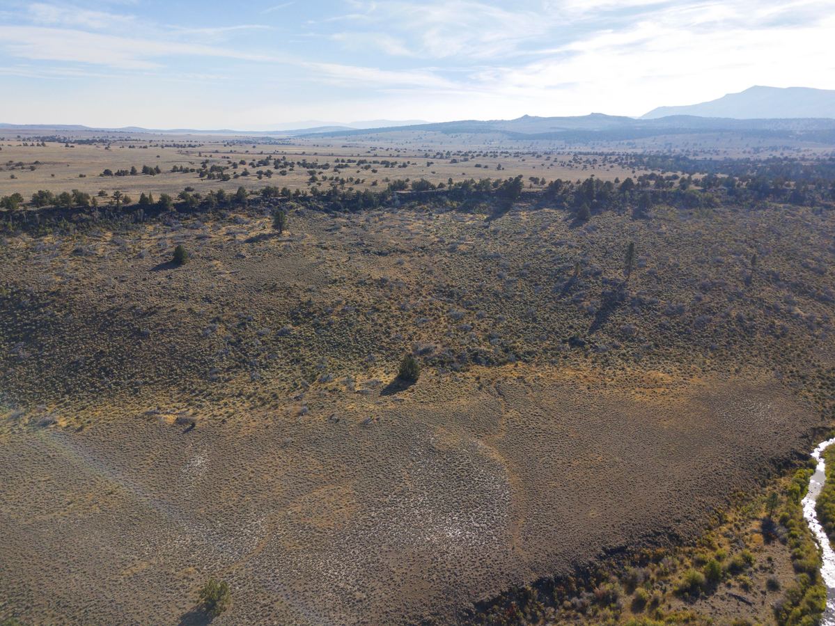 View South (from Oregon, towards Nevada on the left, and California on the right) from 120 m above the point