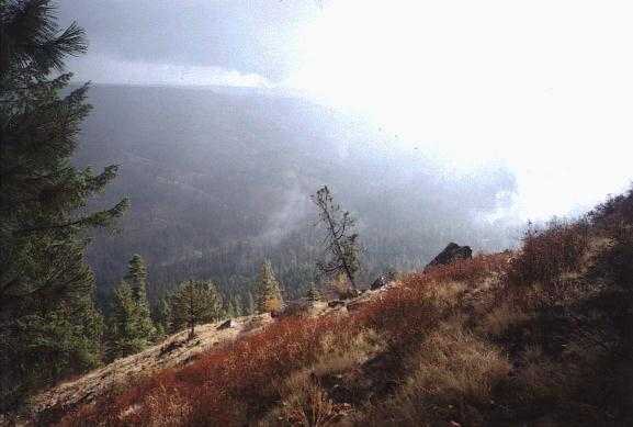 Sunlight, clouds, and the sloping hill