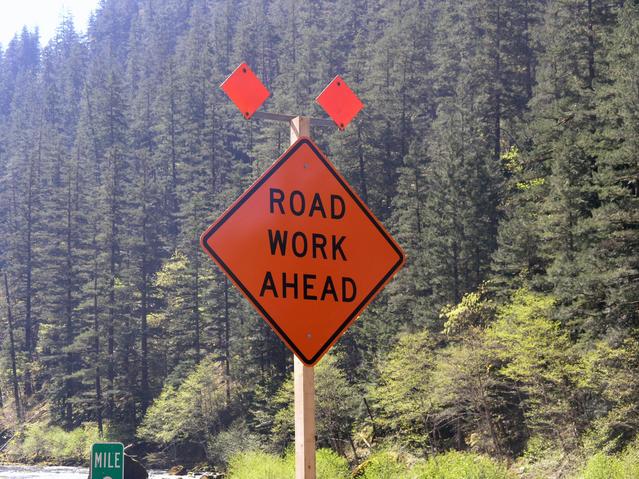 Road blocked by rock slide