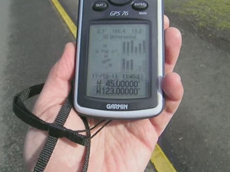 GPS reading at the confluence point.