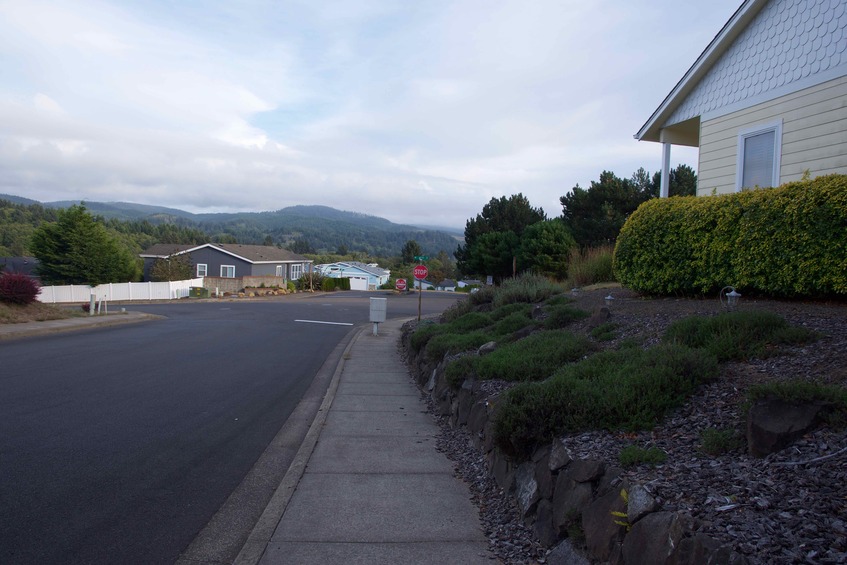 View South (from the sidewalk, 64 feet east of the point)