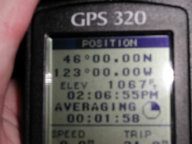GPS reading at 46N 123W