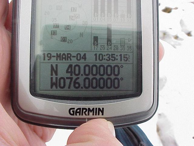 GPS reading at the confluence site.