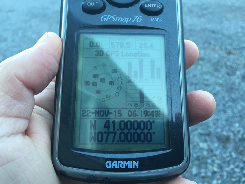 GPS reading at the confluence point. 