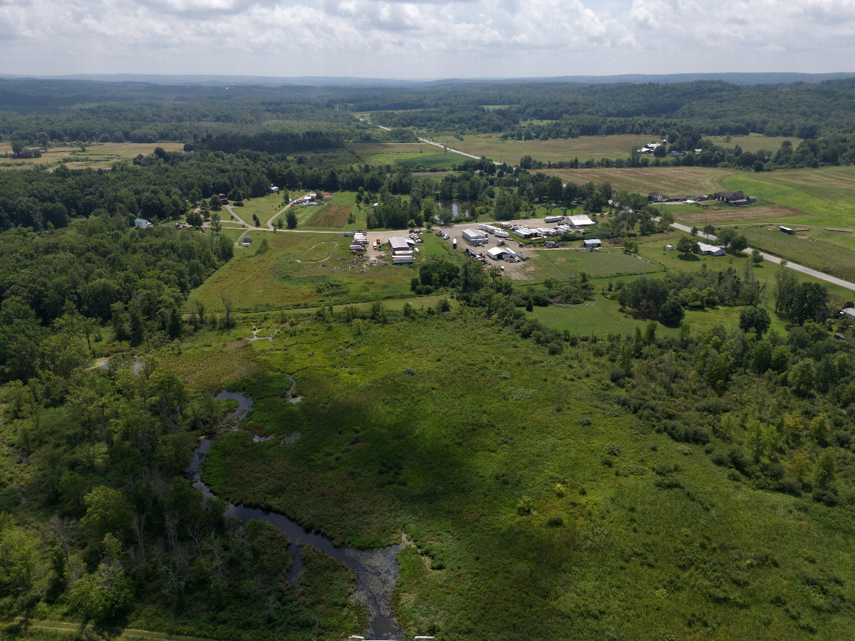 View South, from 120m above the point