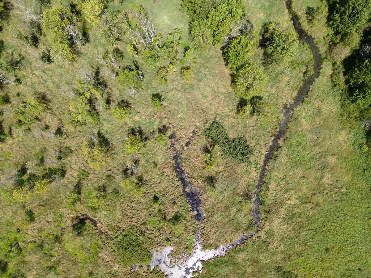 Looking down on the point from a height of 120m