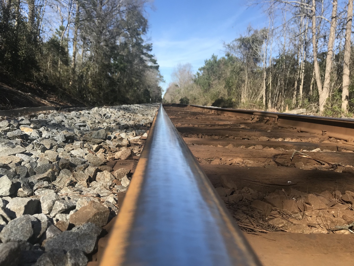 Railroad track 8 meters west of the confluence. 