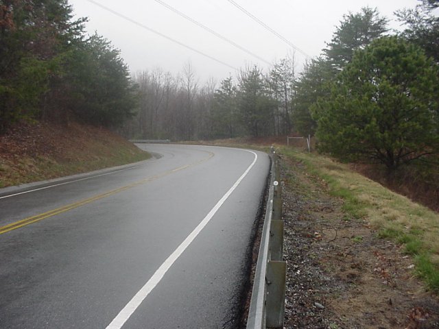 View northwest up the road to the confluence