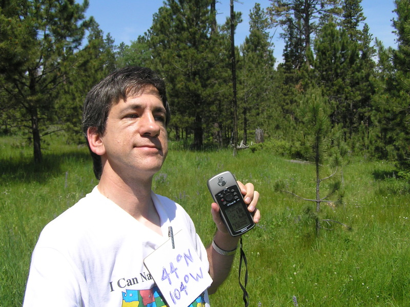 Joseph Kerski at the confluence point.