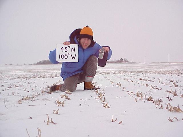 Geographer Joseph Kerski at the confluence site.