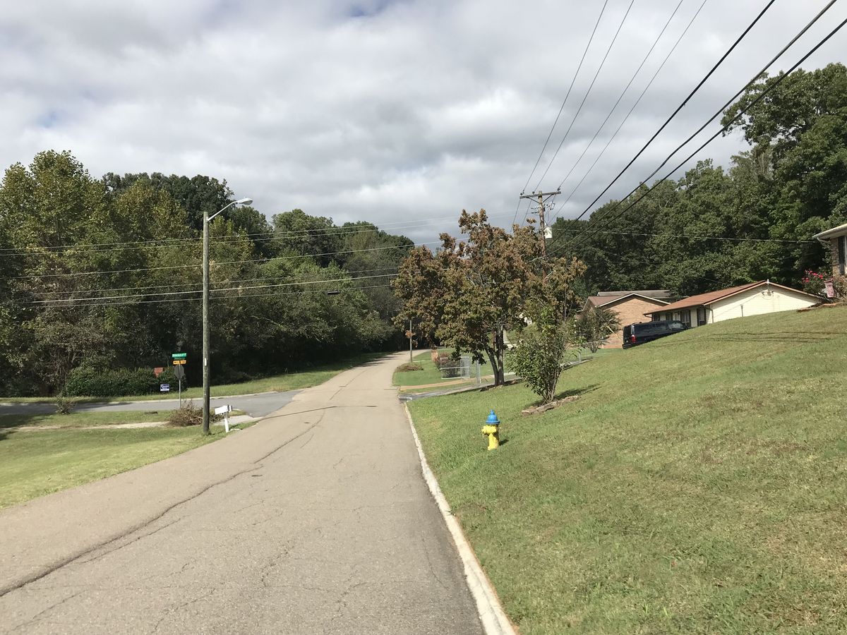 View to the northwest from the confluence street. 