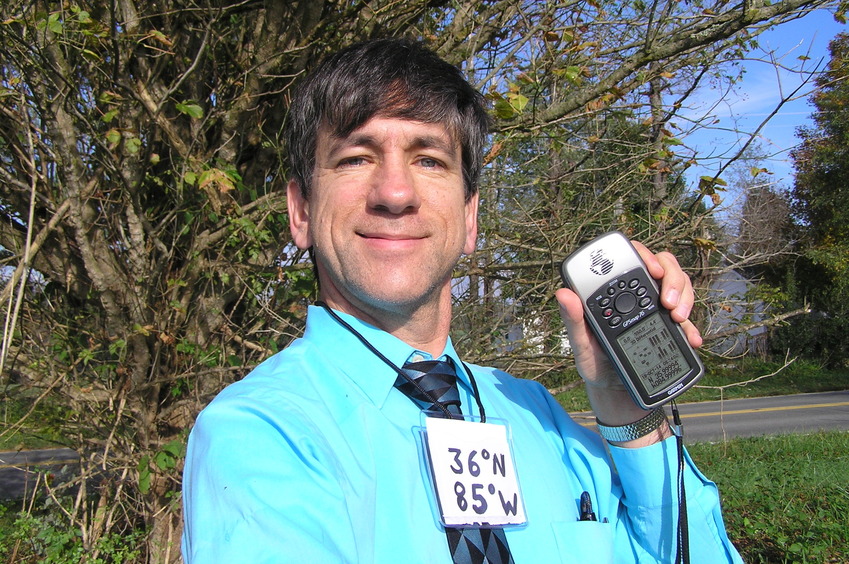 Joseph Kerski at the confluence point.