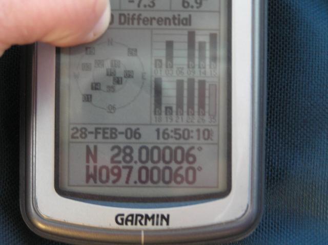 GPS coordinates at confluence.