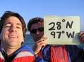 #2: Joseph Kerski and John Adams celebrate their arrival at 28 North 97 West..