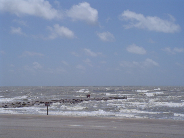 Red Flagged sea at Galveston